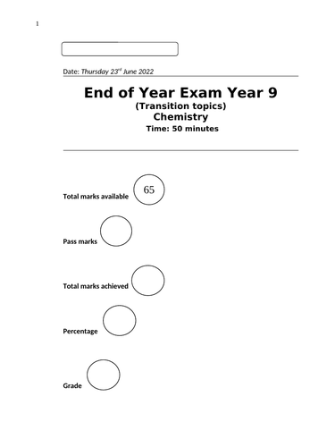 chemistry-test-year-9-teaching-resources