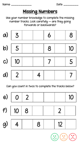 Missing Number Tracks/Skip Counting