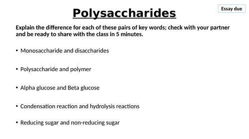 A-Level AQA Biology - Polysaccharides