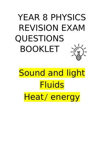 Year 8 Physics Revision Workbook | Teaching Resources