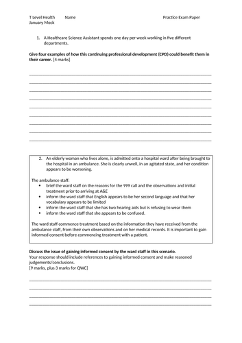 T Level formative assessment element A1 A2