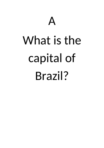 Orienteering Questions for Stations KS2 BRAZIL themed
