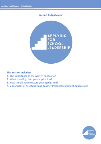 3. AHT - Written Applications and Examples for an Assistant Headteacher Application