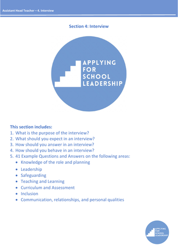 4. AHT - Interview Questions and Responses for an Assistant Headteacher Application
