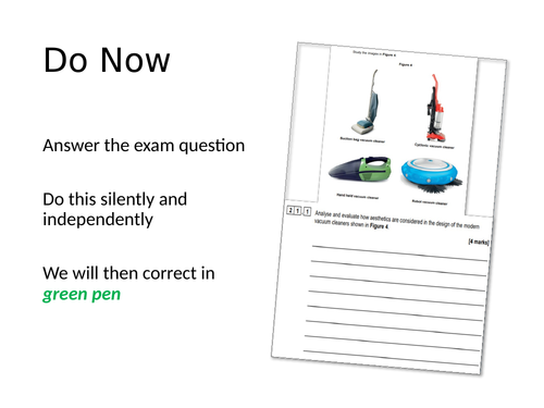 Additional GCSE DT Do Now Exam Questions