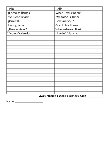 Viva 1 Module 1 Retrieval quizzes