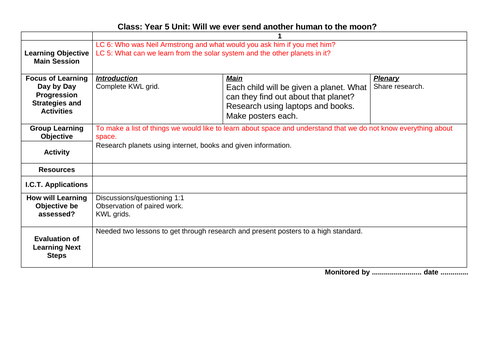 KS2 'Space' Topic Scheme of Work 6 WEEK BLOCK