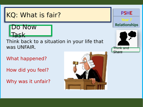 What is Fair? PSHE lesson