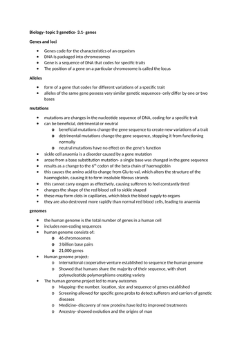 IB biology topic 3- genetics