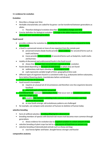 IB biology topic 5- evolution