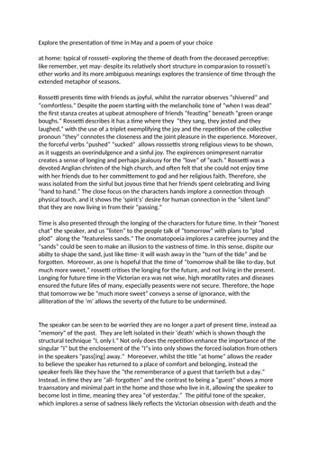 2 A/A* Rossetti English essays for the edexcel board- grade given by official a level examiner