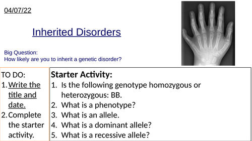 GCSE Biology Inherited Disorders and Punnett Squares: Complete Lesson