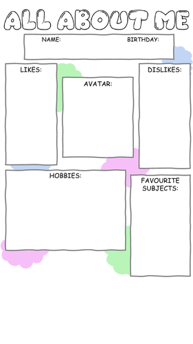All About Me Sheet