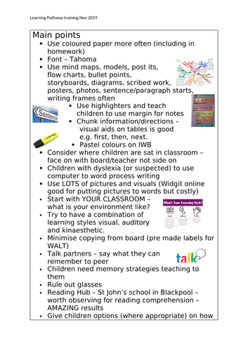 Ideas/Notes From Pathway Course. Ways to support SEN