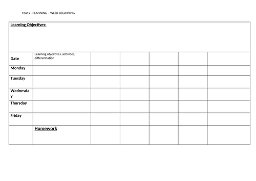 Weekly Planning Template