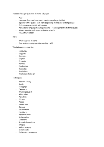 GCSE Macbeth Revision Notes