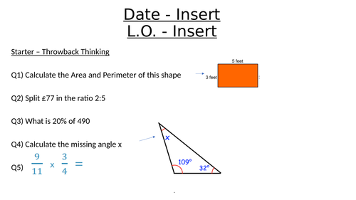 Throwback Thinking Maths Starter