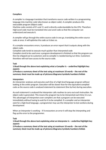 GCSE Computer Science (J277) - 2.5 Translators and Facilities of Language -  Compilers
