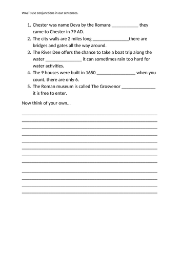 Add Conjunctions To Sentences Worksheet KS2 Romans Themed