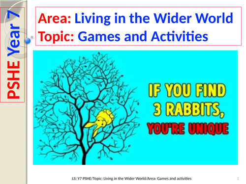 Games and activities - PSHE - Year 7