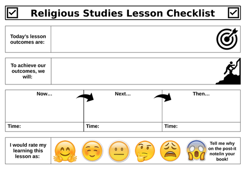 SEN Learning Lesson Checklist (Now, Next, Then)
