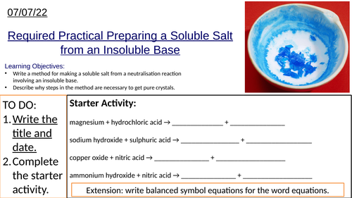 GCSE Chemistry Required Practical Making Pure Dry Crystals of Copper Sulfate: Complete Lesson