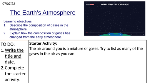 GCSE Chemistry Earth's Atmosphere and How it has Changed: Complete Lesson