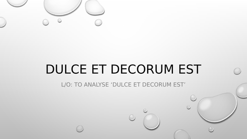Dulce et decorum est- GCSE poetry analysis