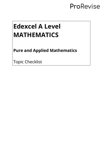 Edexcel A Level Mathematics: Topic Checklist