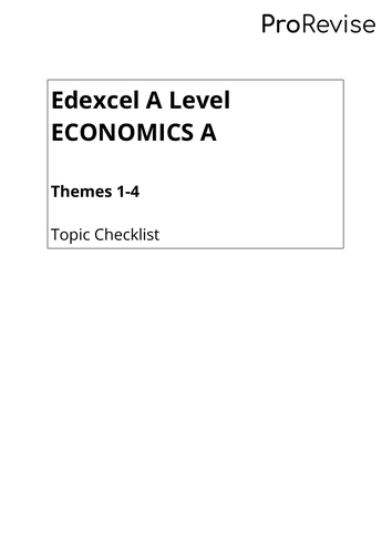 Edexcel A Level Economics: Topic Checklist