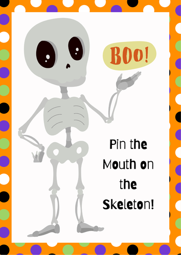 Halloween Fun Class Game - Pin the Mouth on the Spooky Skeleton