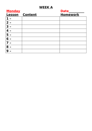 Teacher Planner Two Week Customisable Template Teaching Resources