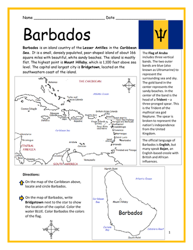 BARBADOS Printable Introductory Geography Worksheet