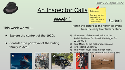 'An Inspector Calls' Scheme of Work