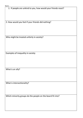 Allyship PSHE lesson