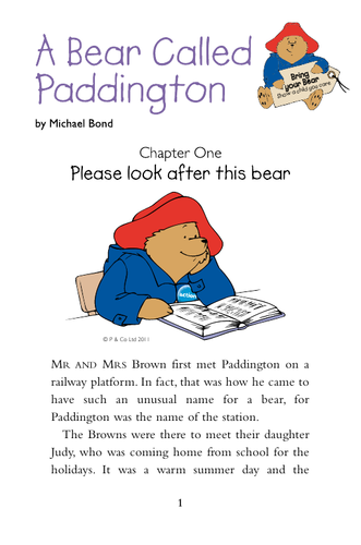 Paddington unit of English - instructions year 2