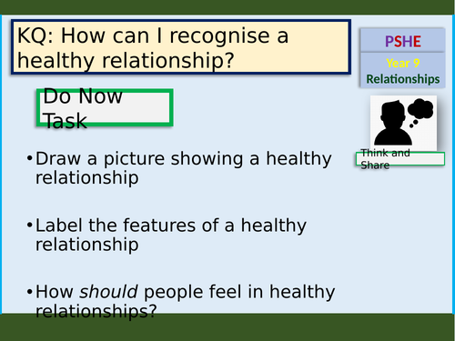 Healthy relationships PSHE lesson