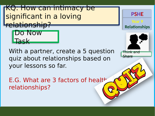 Intimacy in Relationships PSHE lesson