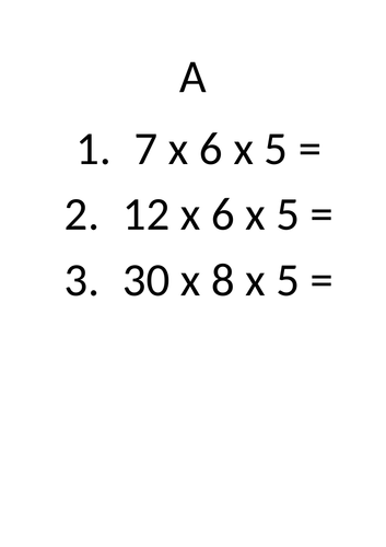 KS2 MATHS ORIENTEERING MULTIPLY 3 NUMBERS