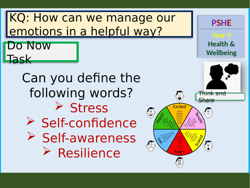 Managing Emotions PSHE lesson