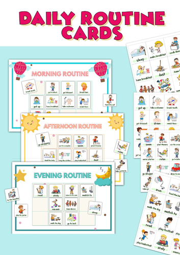 Daily Routine Printable Chart & Cards | Visual Schedule for Kids