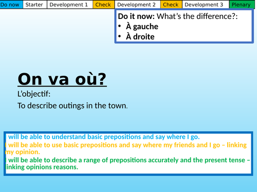 On va où? Studio GCSE Mod 1 (Town and prepositions)