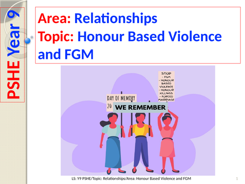Honour Based Violence and FGM - PSHE - Year 9