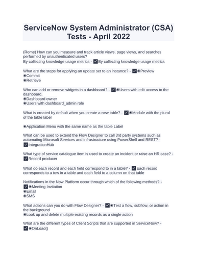 CSA Exam Blueprint