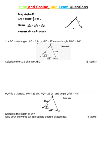 SINE RULE EXAM PRACTICE QUESTIONS | Teaching Resources