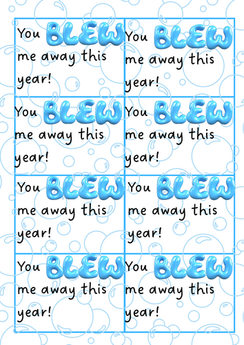 You blew me away - bubbles tag