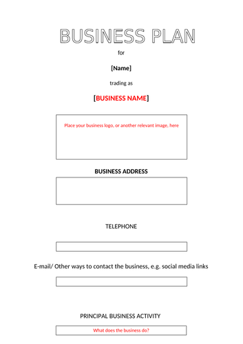 Business Plan template with guidelines and tips