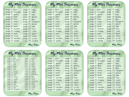 Mini Thesaurus - English Resource