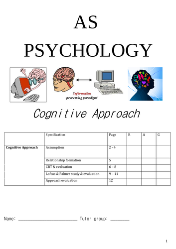 WJEC Psychology Unit 1: Cognitive approach booklet