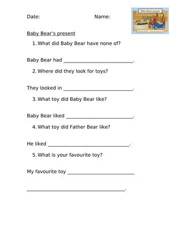 Baby Bear's Present (PM Level 10) Comprehension
